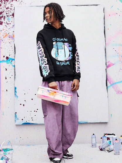 Men's Cartoon Graphic Warm Thermal Lined Hoodie