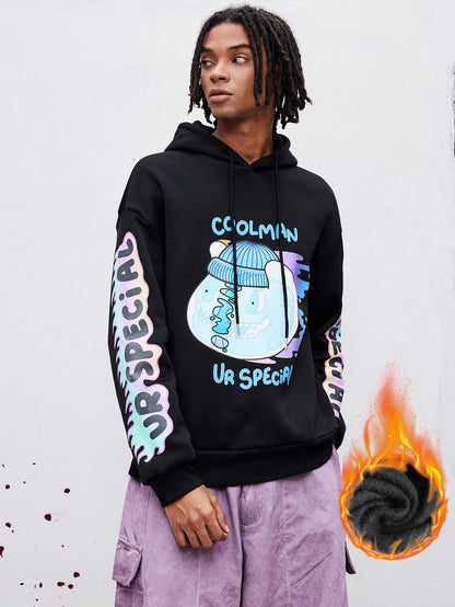 Men's Cartoon Graphic Warm Thermal Lined Hoodie