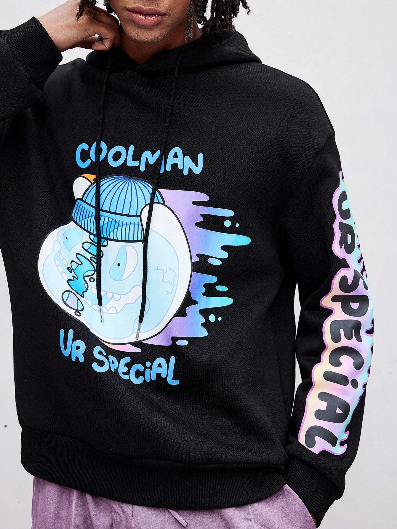 Men's Cartoon Graphic Warm Thermal Lined Hoodie