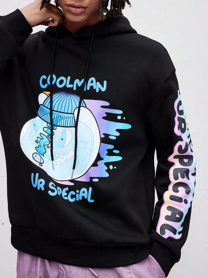 Men's Cartoon Graphic Warm Thermal Lined Hoodie