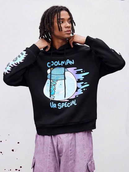 Men's Cartoon Graphic Warm Thermal Lined Hoodie