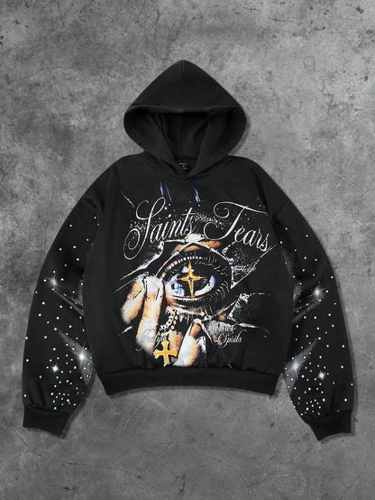 Men's Eye English Graphic Streetwear Hoodie