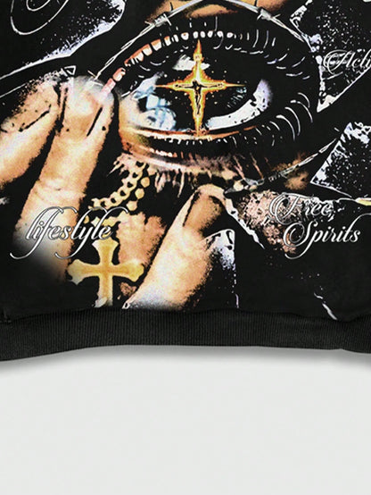 Men's Eye English Graphic Streetwear Hoodie