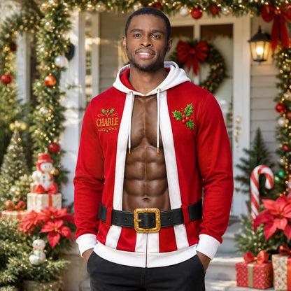 Men's Funny Sexy Abs Santa Christmas Hoodie