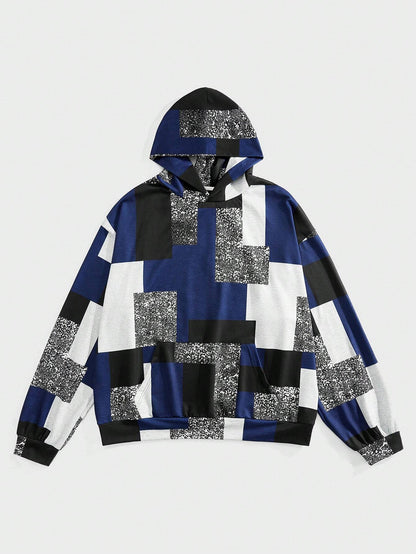Men's Geometric Patchwork Print Hoodie