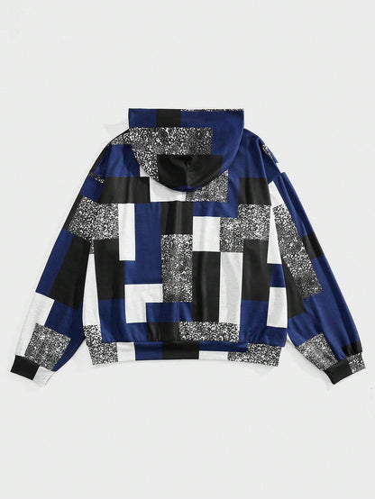 Men's Geometric Patchwork Print Hoodie