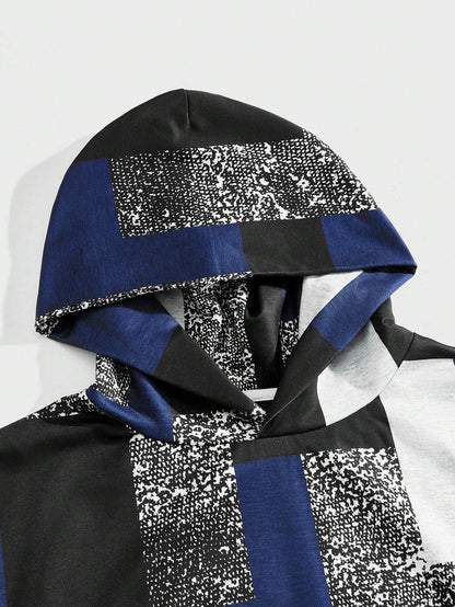 Men's Geometric Patchwork Print Hoodie