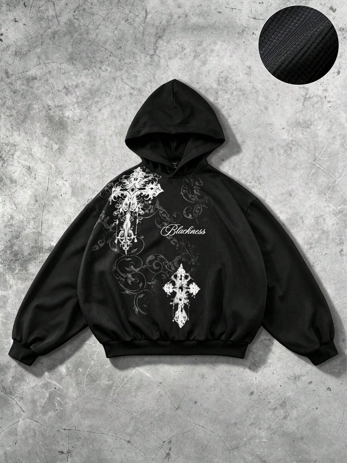 Men's Gothic Cross Print Streetwear Hoodie