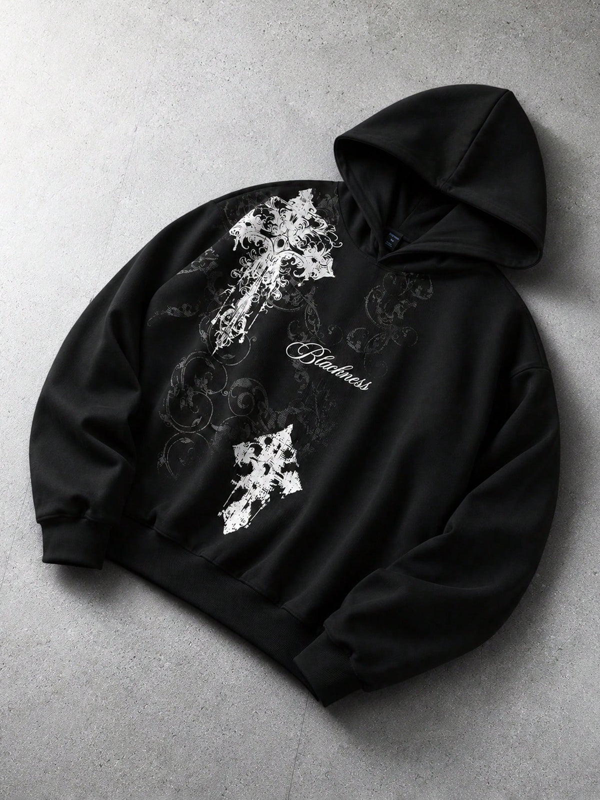 Men's Gothic Cross Print Streetwear Hoodie