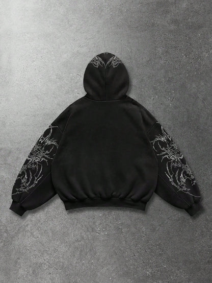 Men's Gothic Tribal Skull Print Hoodie