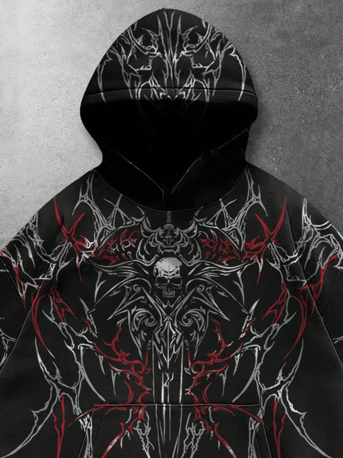 Men's Gothic Tribal Skull Print Hoodie