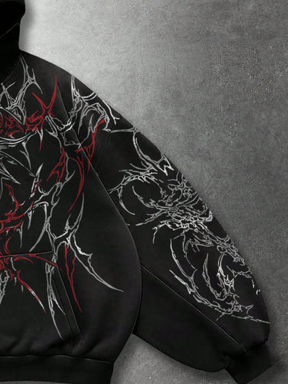 Men's Gothic Tribal Skull Print Hoodie