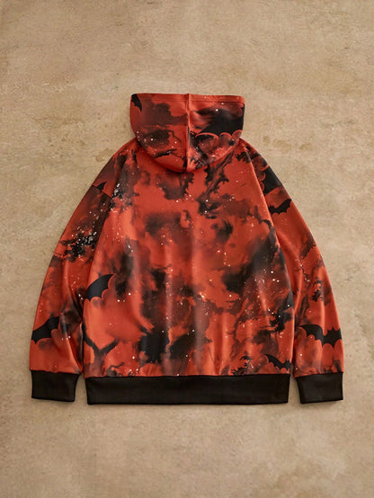 Men's Halloween Pumpkin Ghost Print Hoodie