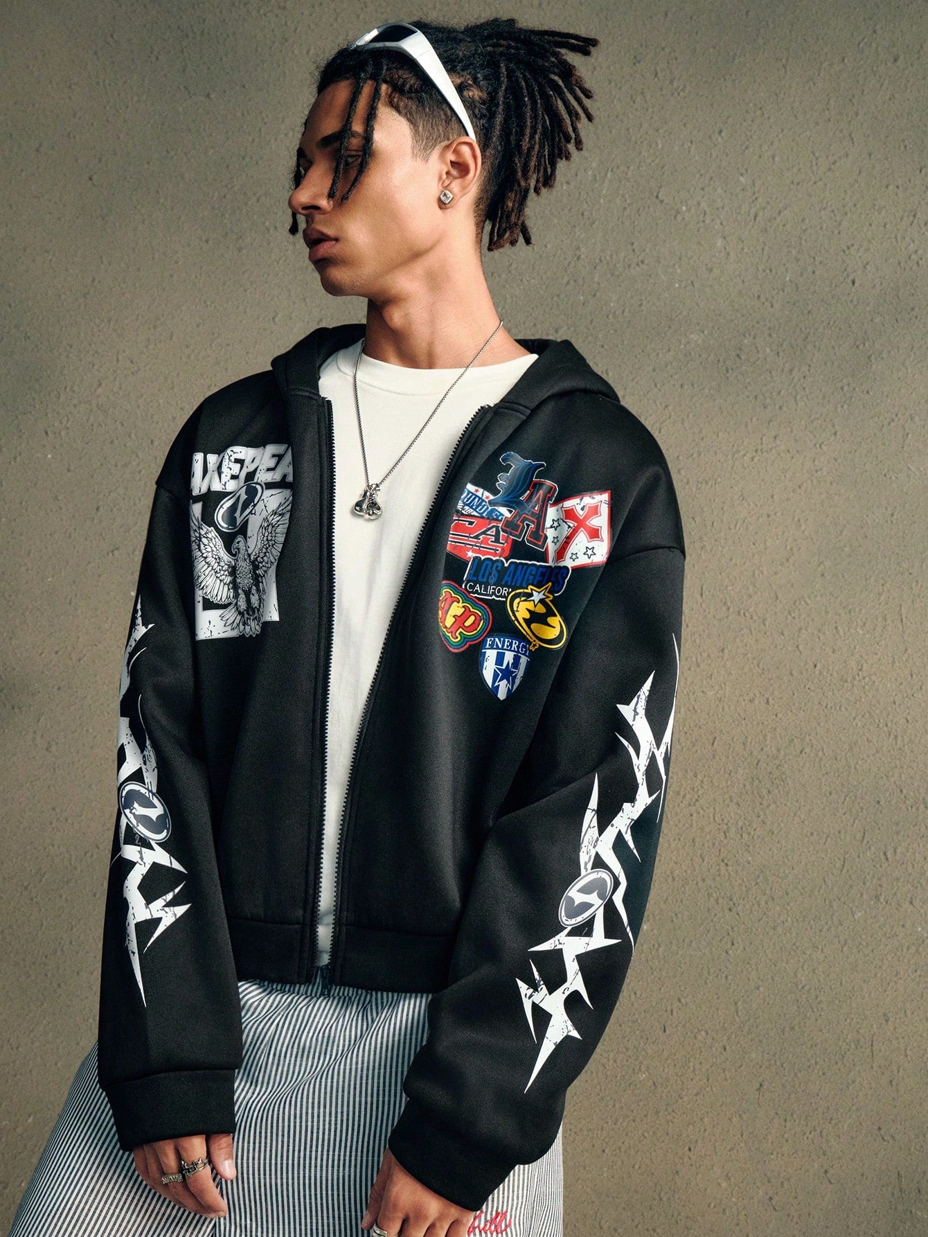 Men's Hip Hop Printed Hooded Sweatshirt