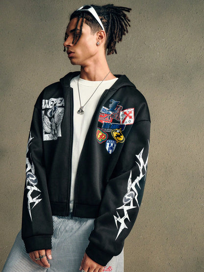 Men's Hip Hop Printed Hooded Sweatshirt