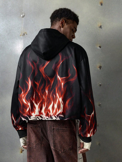 Men's Knit Flame Print Y2K Hoodie
