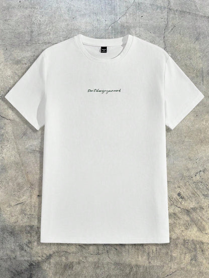 Men's Knitted Slogan Casual T-Shirt