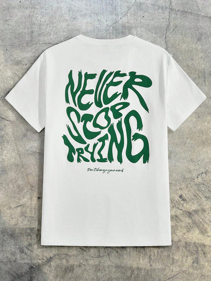 Men's Knitted Slogan Casual T-Shirt