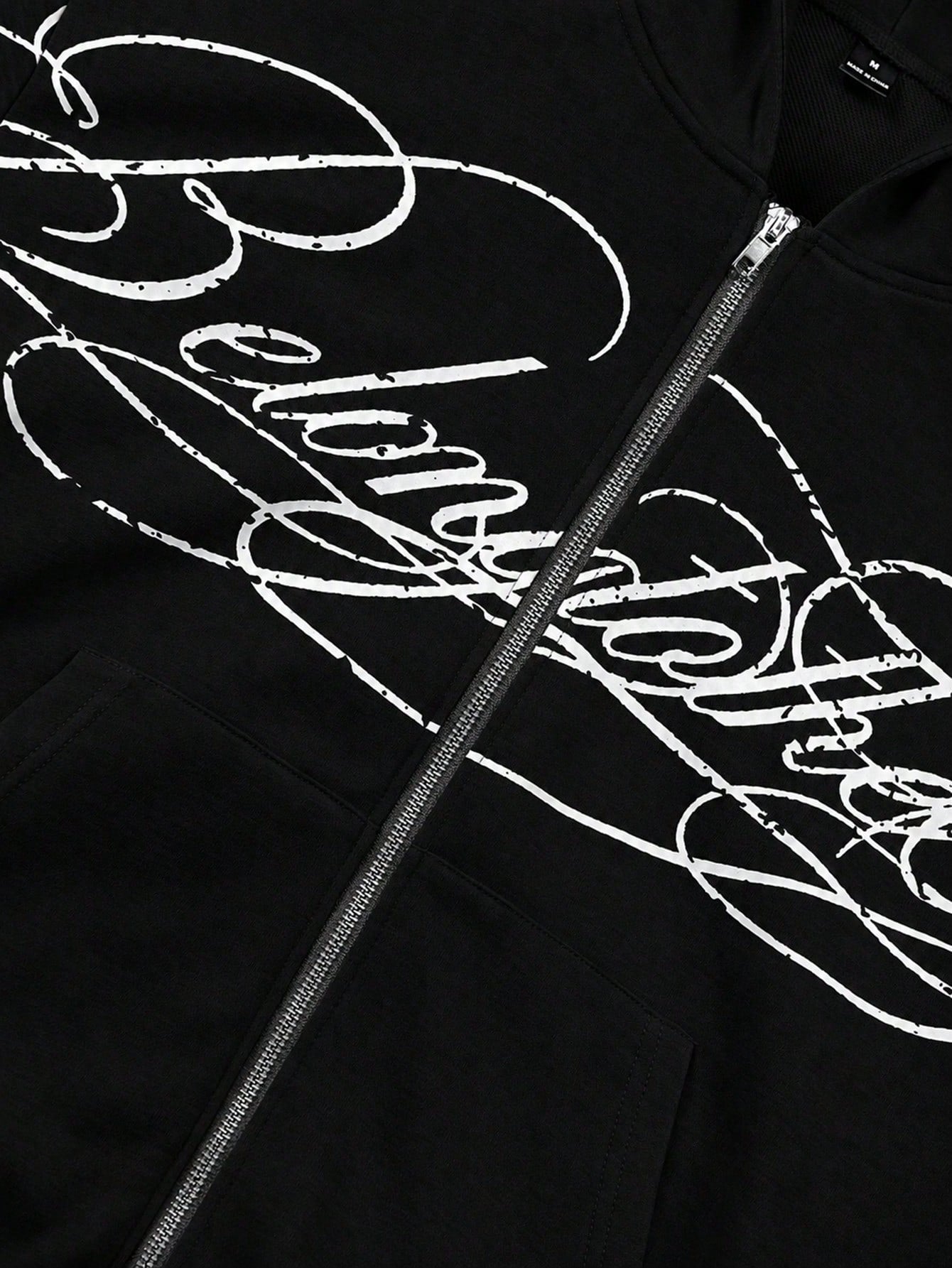 Men's Letter Print Zip-Up Casual Hoodie