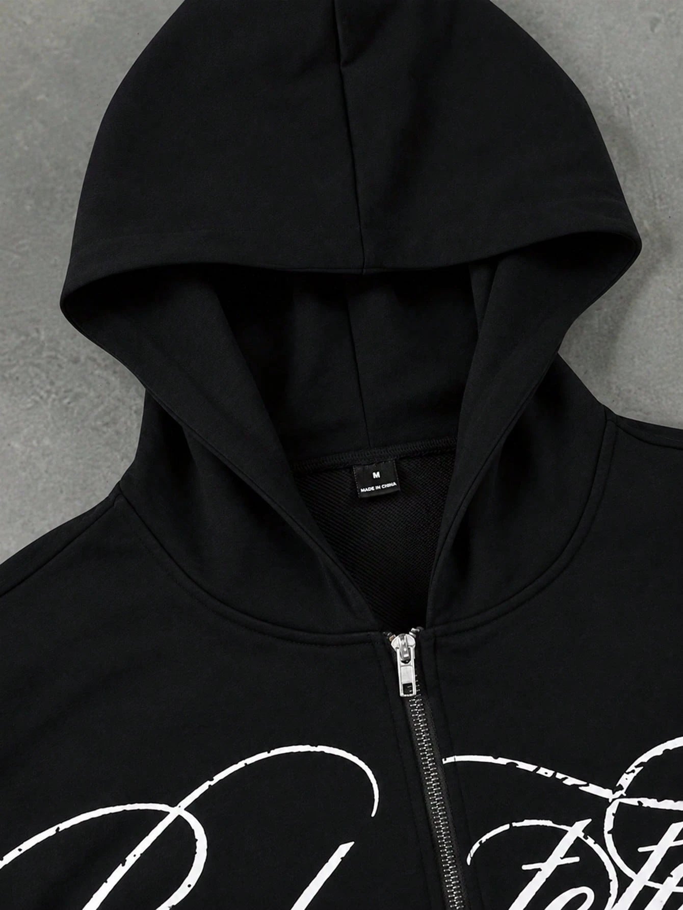 Men's Letter Print Zip-Up Casual Hoodie