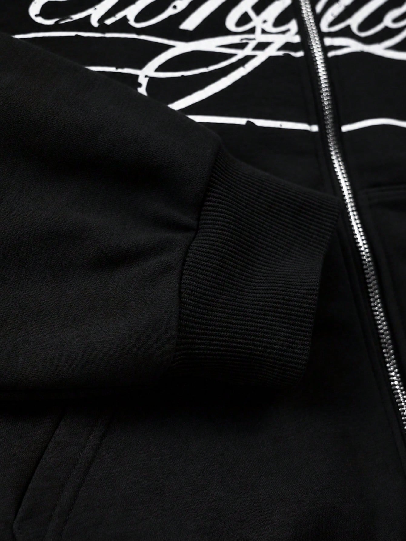Men's Letter Print Zip-Up Casual Hoodie