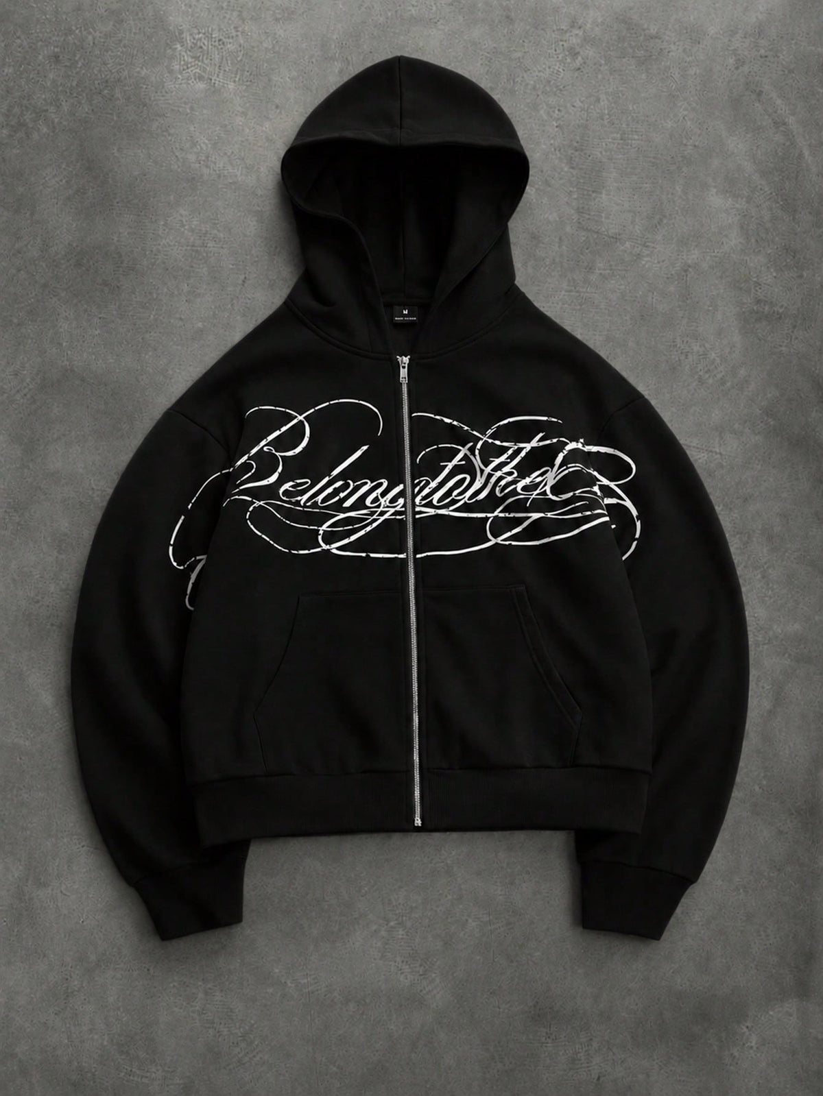 Men's Letter Print Zip-Up Casual Hoodie