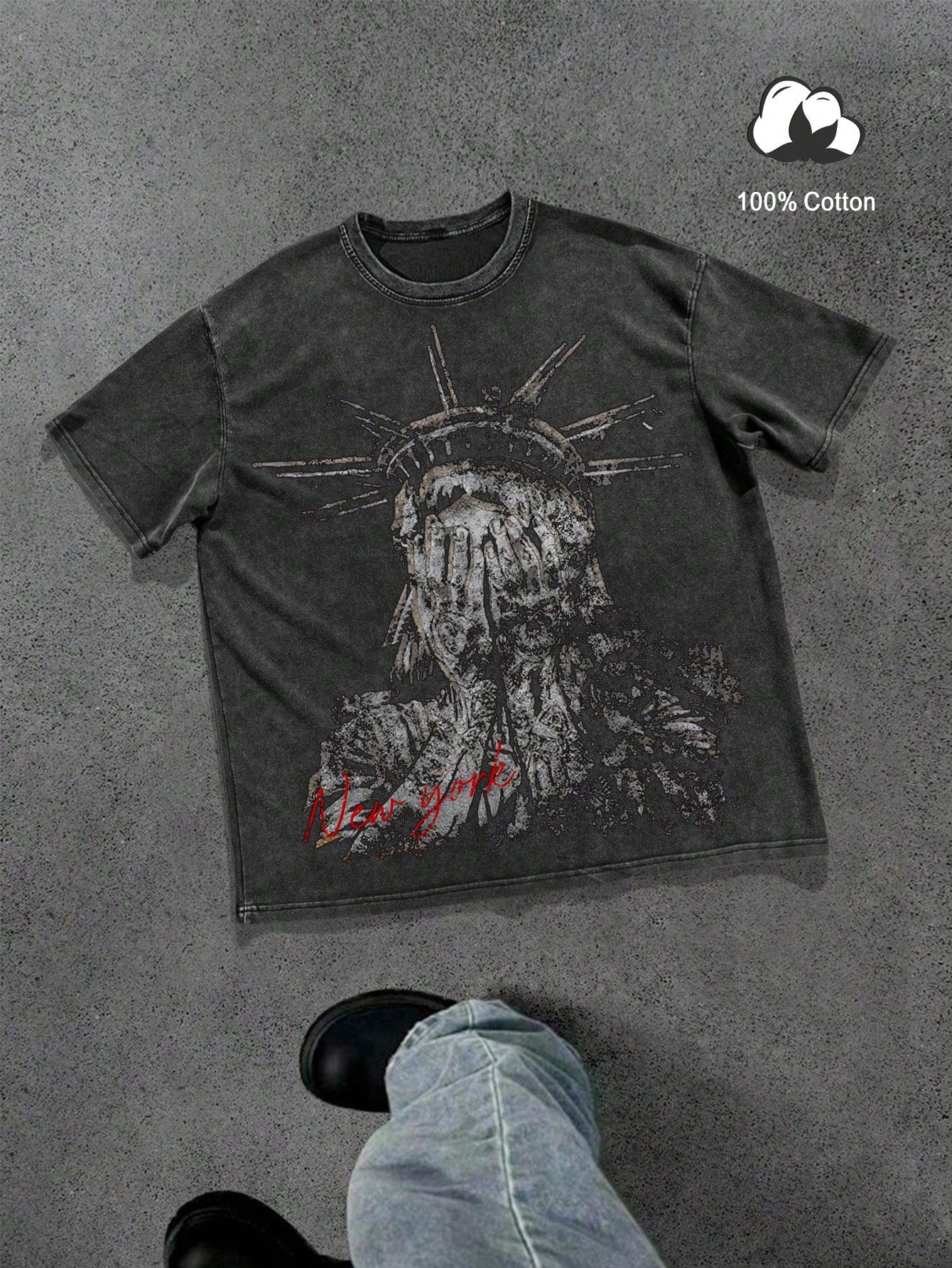 Men's New York Statue of Liberty Grey Tee