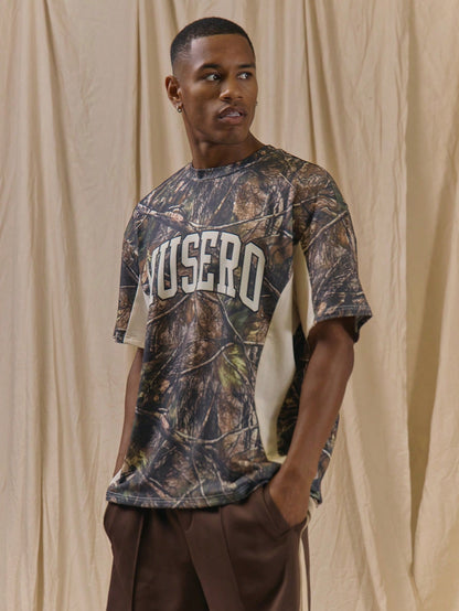 Men's Oversized Camo Panelled Top