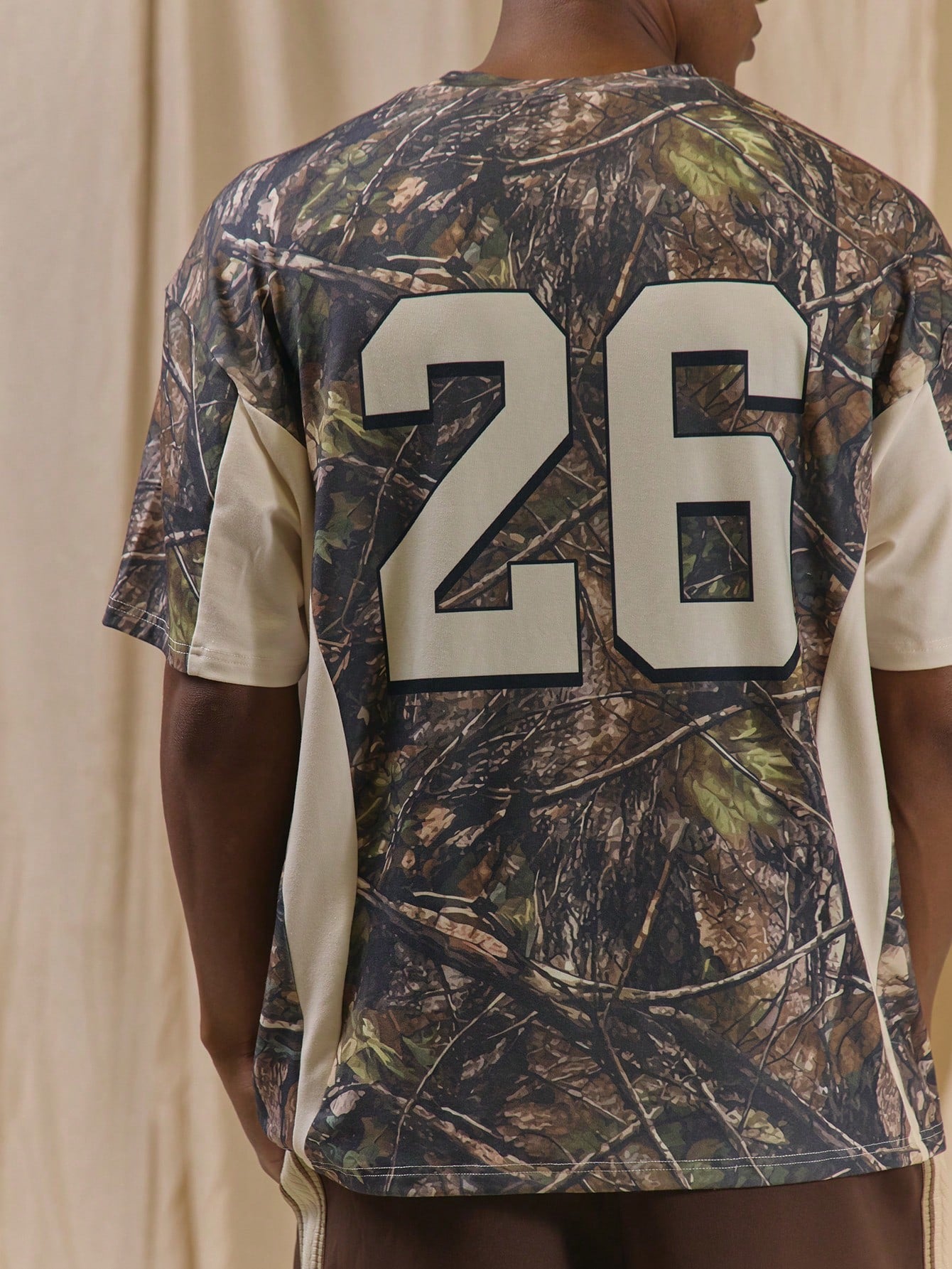 Men's Oversized Camo Panelled Top