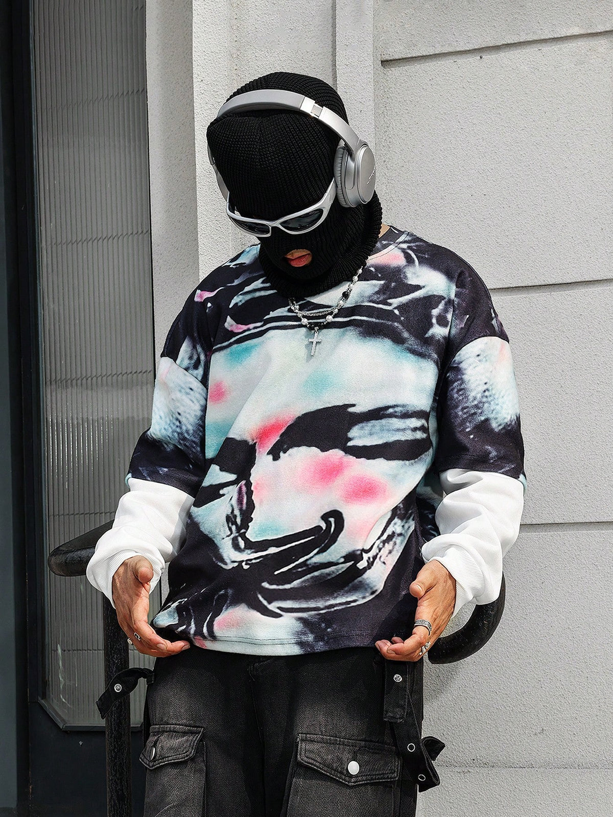 Men's Prayer Figure All Over Print 2-In-1 Sweatshirt