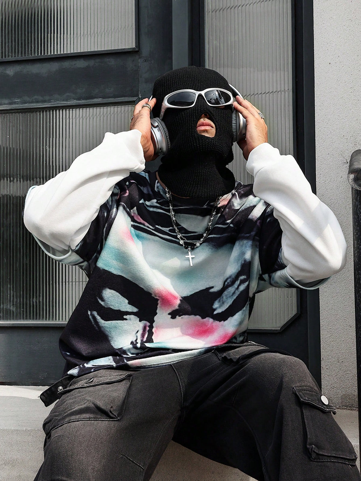 Men's Prayer Figure All Over Print 2-In-1 Sweatshirt