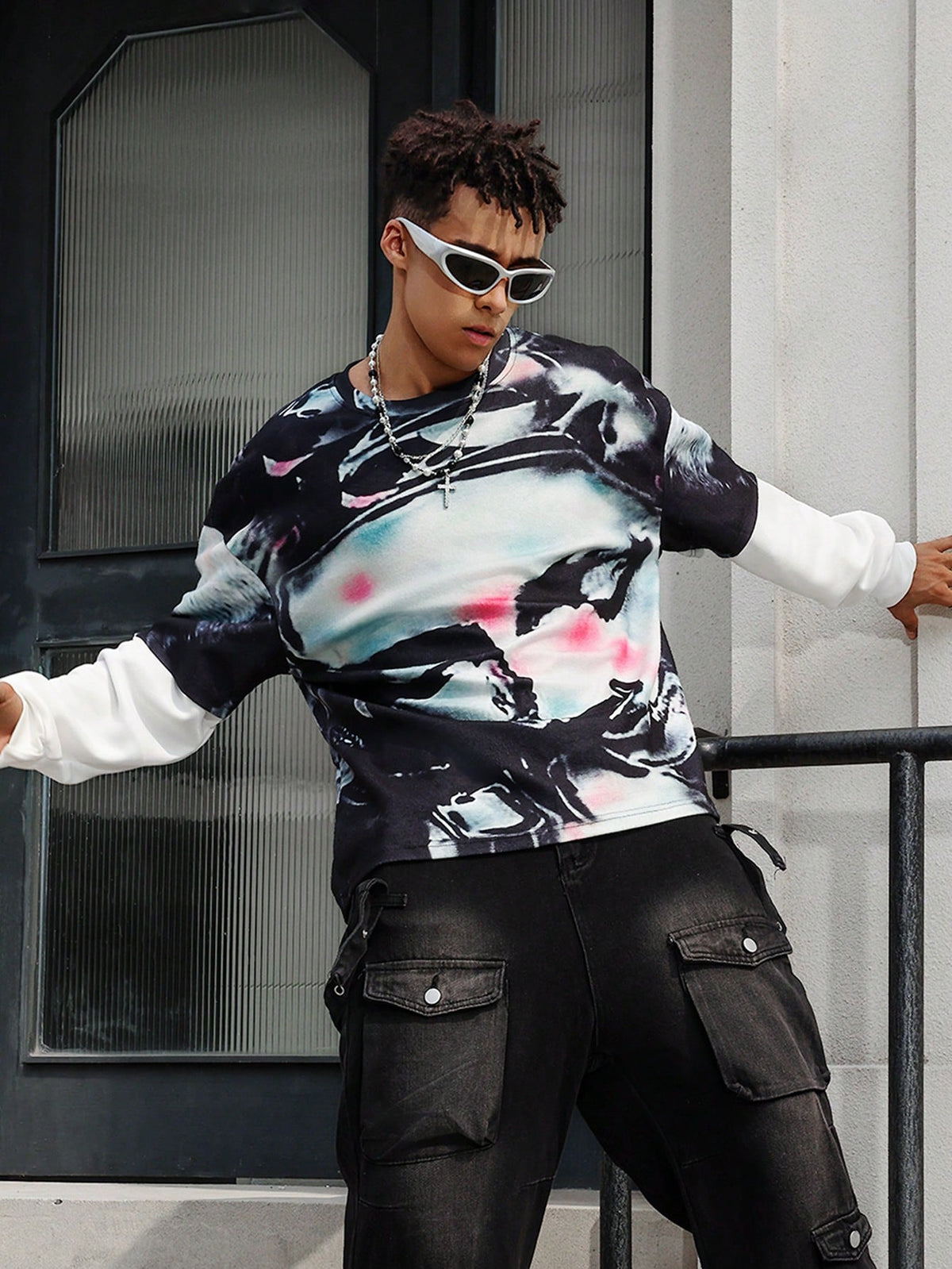 Men's Prayer Figure All Over Print 2-In-1 Sweatshirt