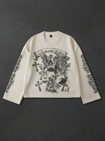 Men's Printed Loose Fit Long Sleeve T-Shirt