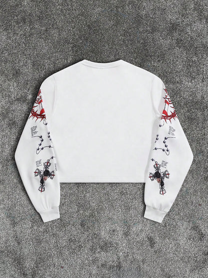 Men's Round Neck Graphic Pullover Sweatshirt