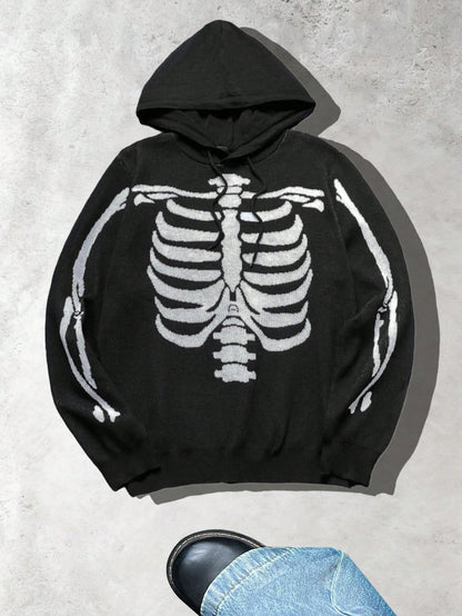 Men's Skull Colorblock Knit Hoodie