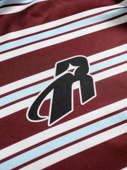 Men's Striped Burgundy Zip Hoodie