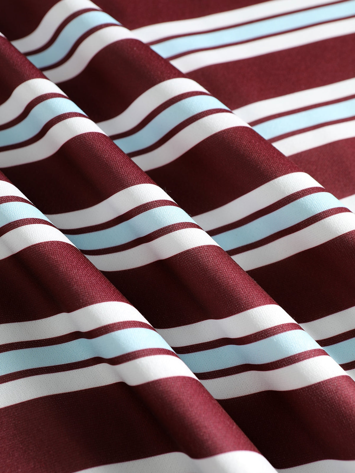 Men's Striped Burgundy Zip Hoodie