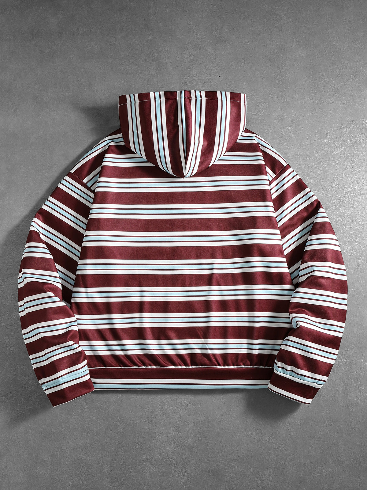 Men's Striped Burgundy Zip Hoodie