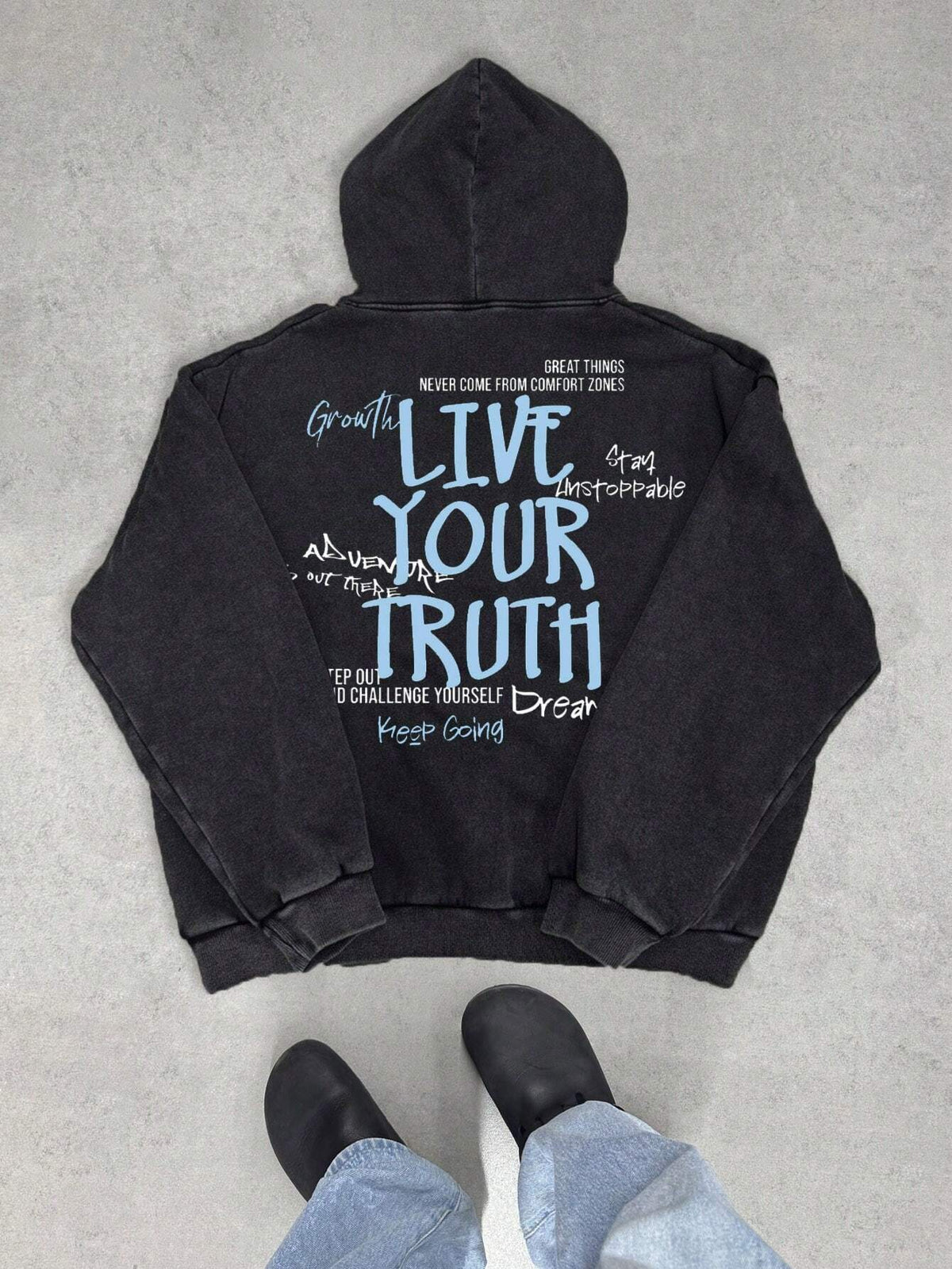 Men's Vintage Y2K Slogan Dropped Shoulder Hoodie