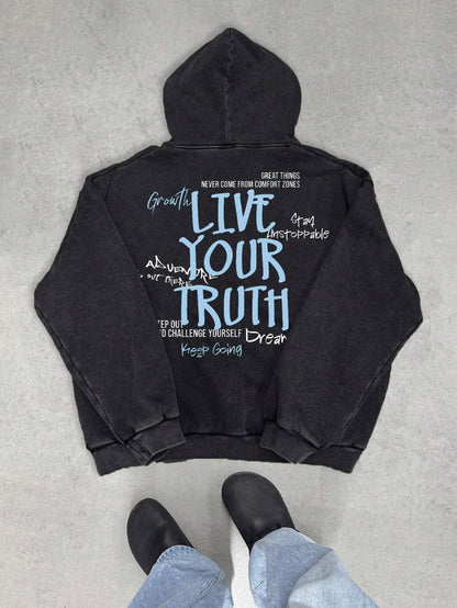 Men's Vintage Y2K Slogan Dropped Shoulder Hoodie