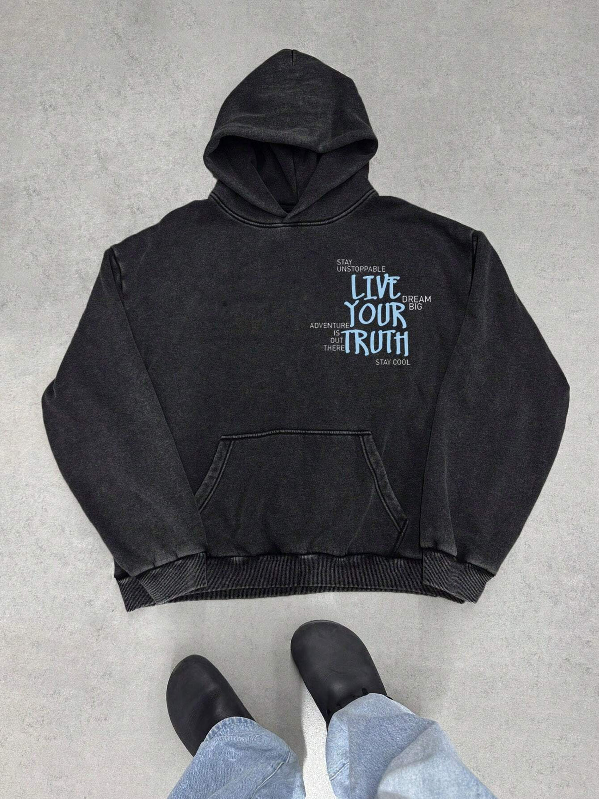 Men's Vintage Y2K Slogan Dropped Shoulder Hoodie