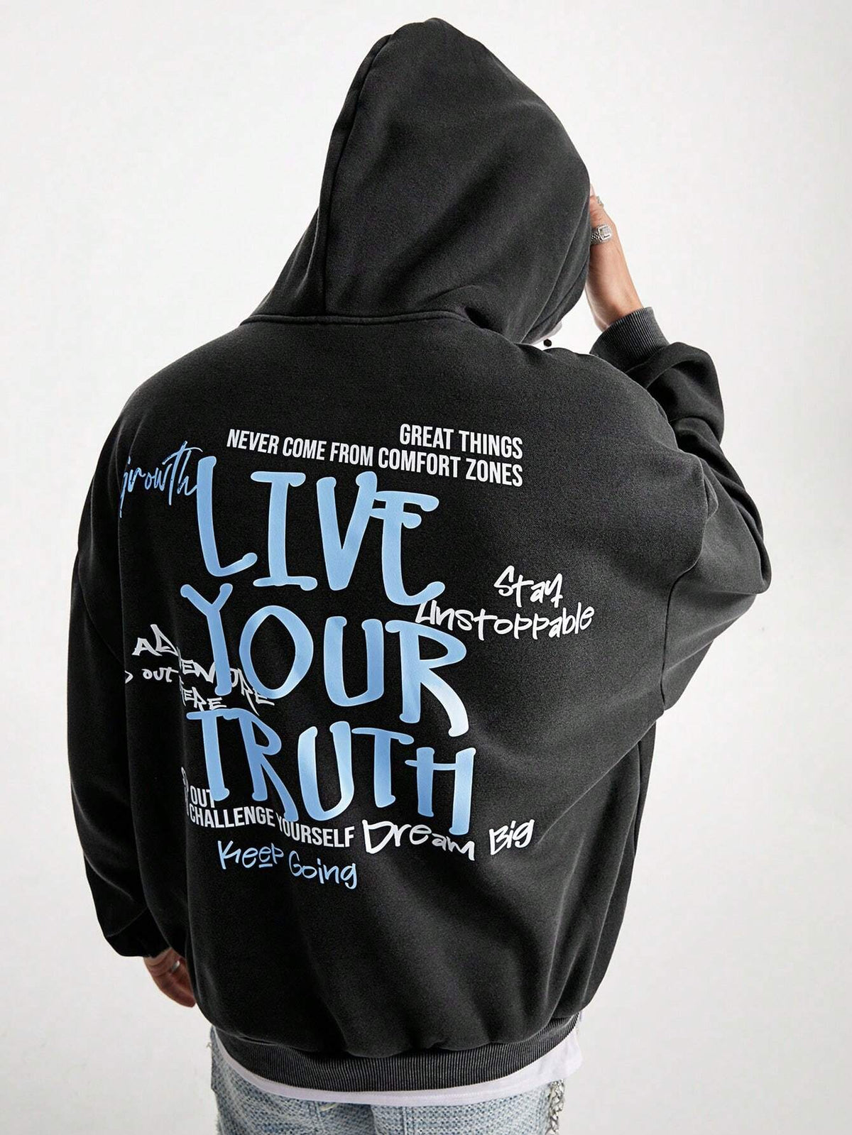 Men's Vintage Y2K Slogan Dropped Shoulder Hoodie