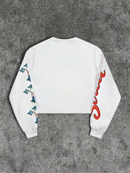 Men's White Eye Cross Print Pullover Sweatshirt