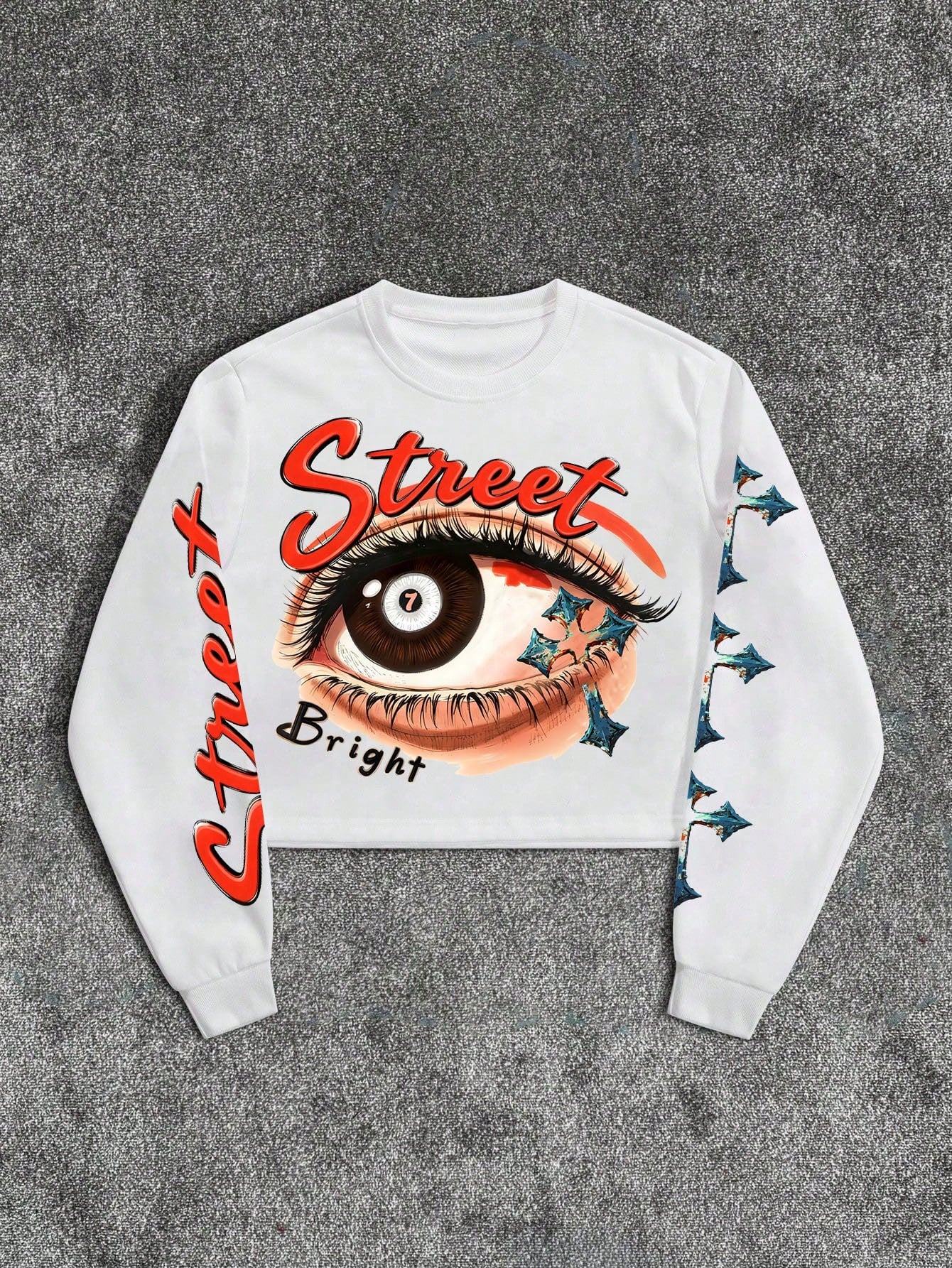 Men's White Eye Cross Print Pullover Sweatshirt