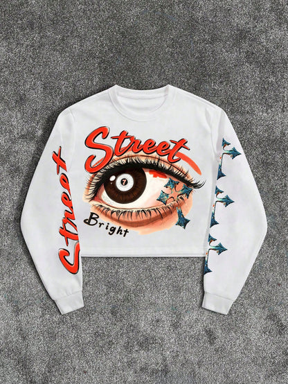 Men's White Eye Cross Print Pullover Sweatshirt