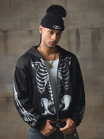 Men's Y2K Contrast Print Hooded Sweatshirt