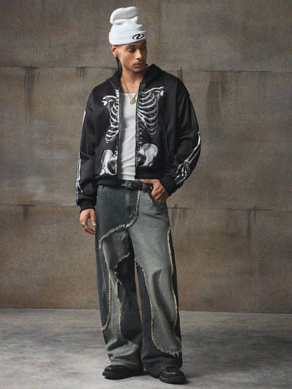 Men's Y2K Contrast Print Hooded Sweatshirt