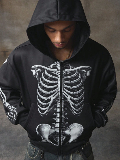 Men's Y2K Contrast Print Hooded Sweatshirt