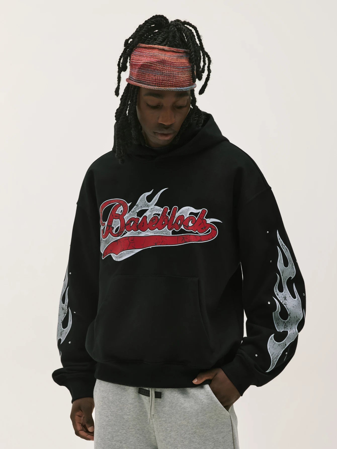 Men's Y2K Gothic Flame Pullover Hoodie
