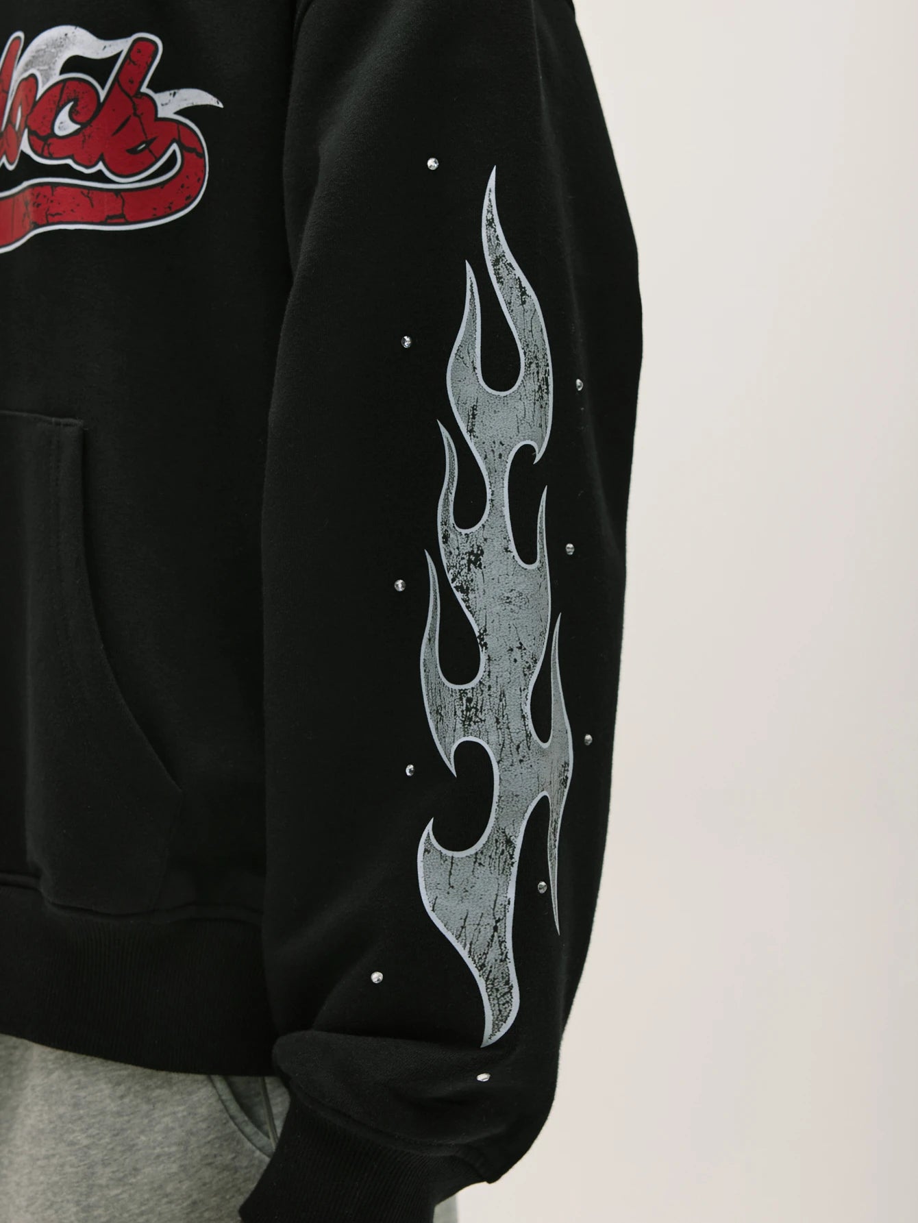 Men's Y2K Gothic Flame Pullover Hoodie